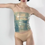 Latex Denim Tube Top