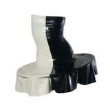 Latex Pique Nique Dress Black and Egg White