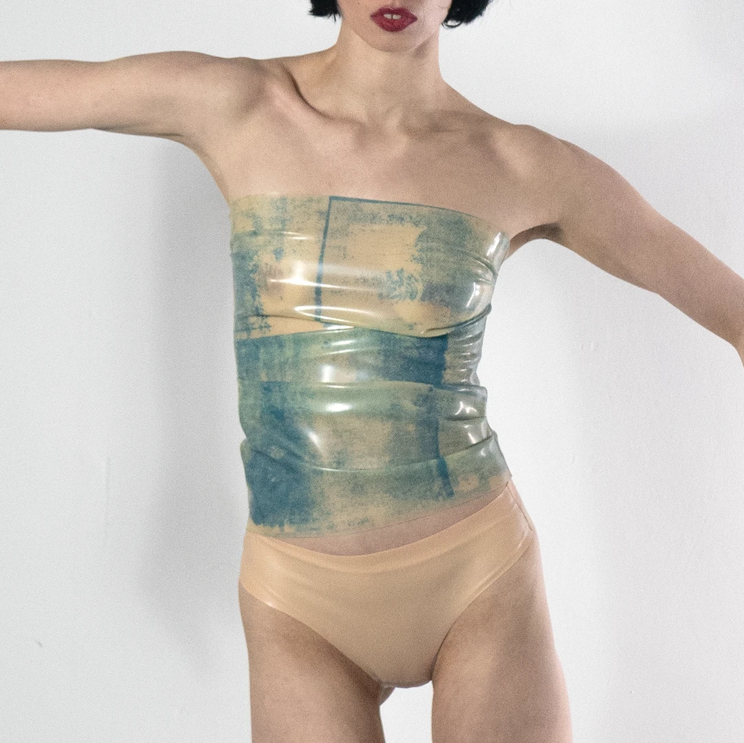 Latex Denim Tube Top