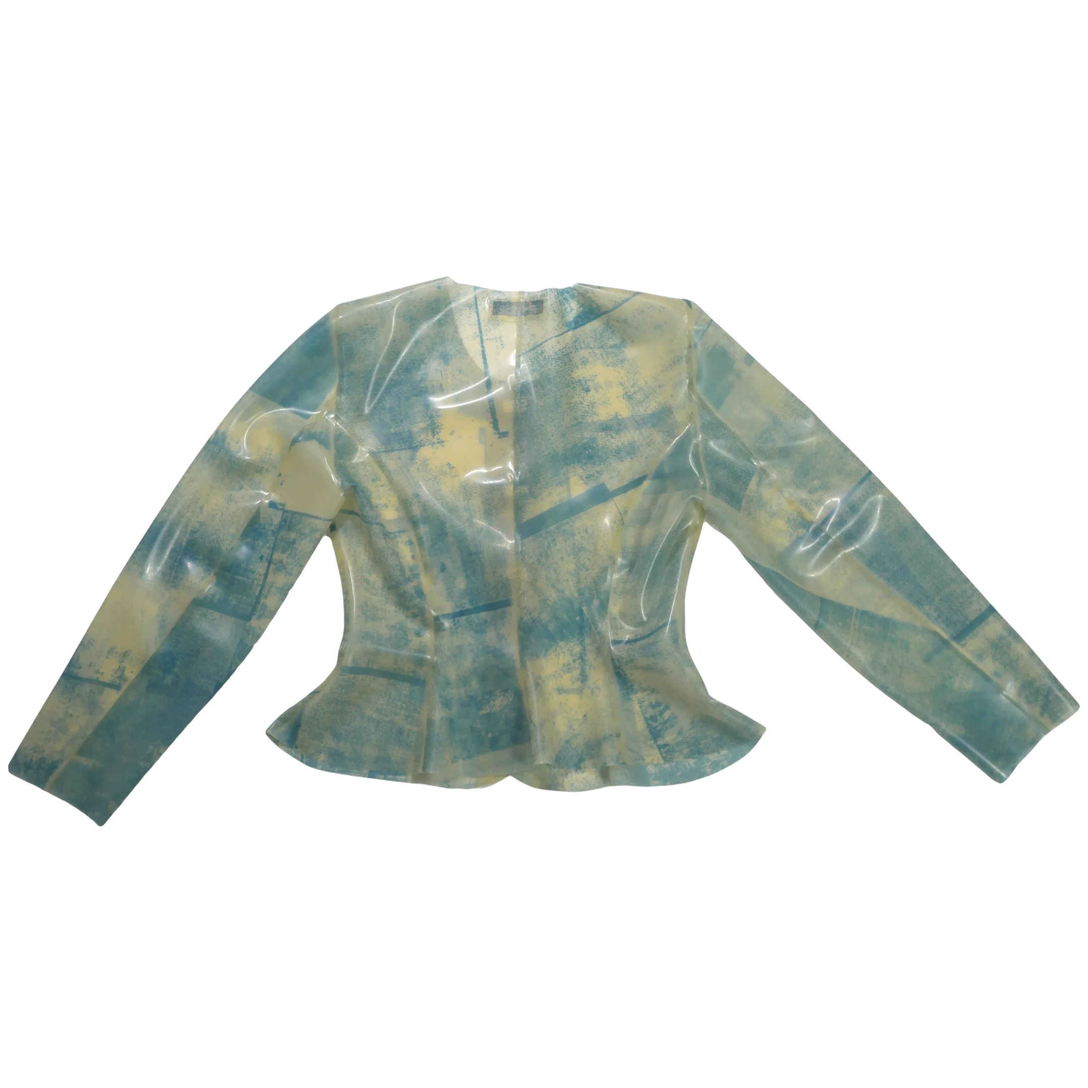 Latex Denim Flared Jacket