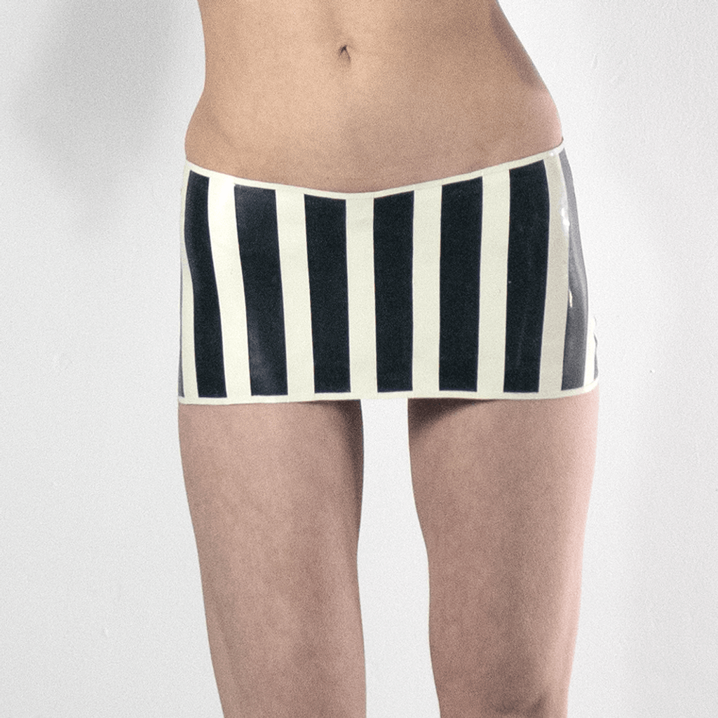 Latex Stripes Mini Skirt