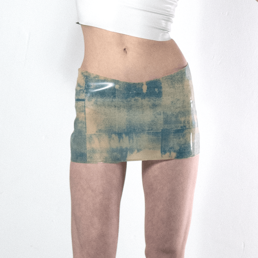 Latex Denim Mini Skirt